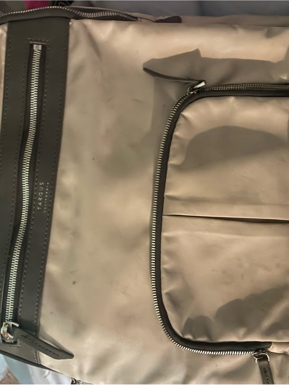 Targus Silver Backpack with Black Trim and Zippers